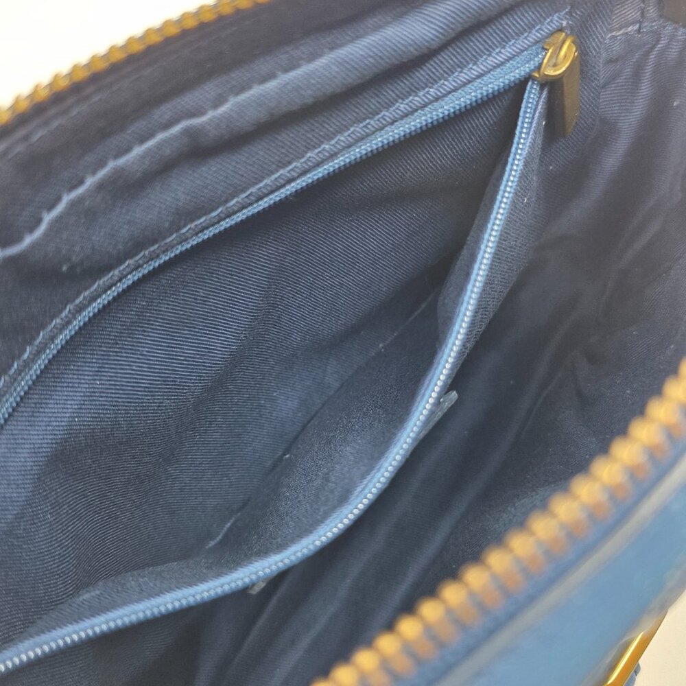 🗝️ Fossil Kendall Blue Suede Flap Fringe Crossbody ✨ Boho Western Bag 🗝️ - Picture 10 of 10